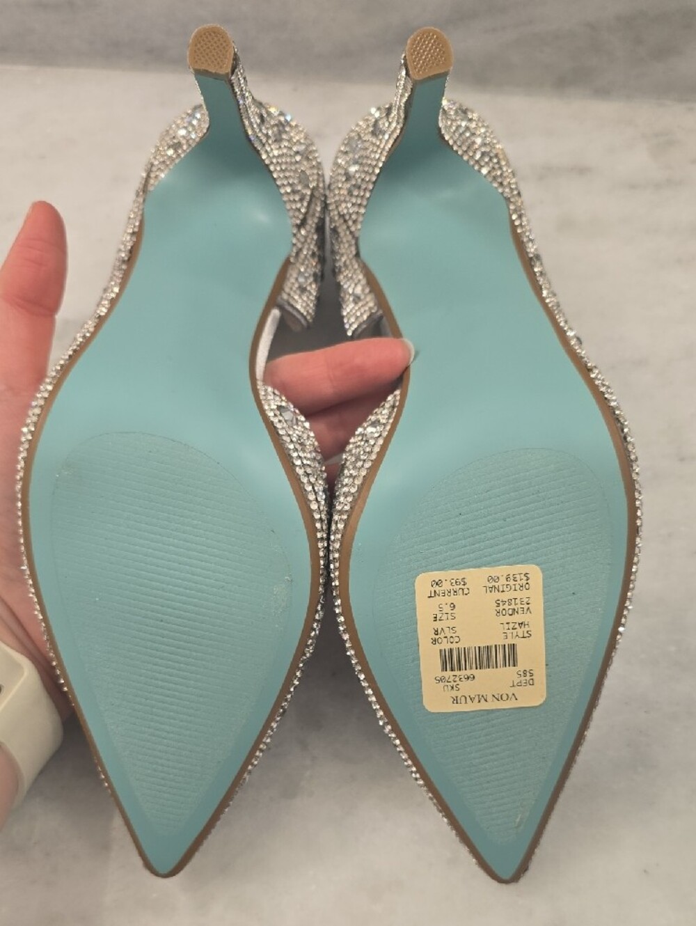 Blue by Betsey Johnson Silver Crystal D'Orsay Pointed-Toe Pumps - Picture 5 of 7